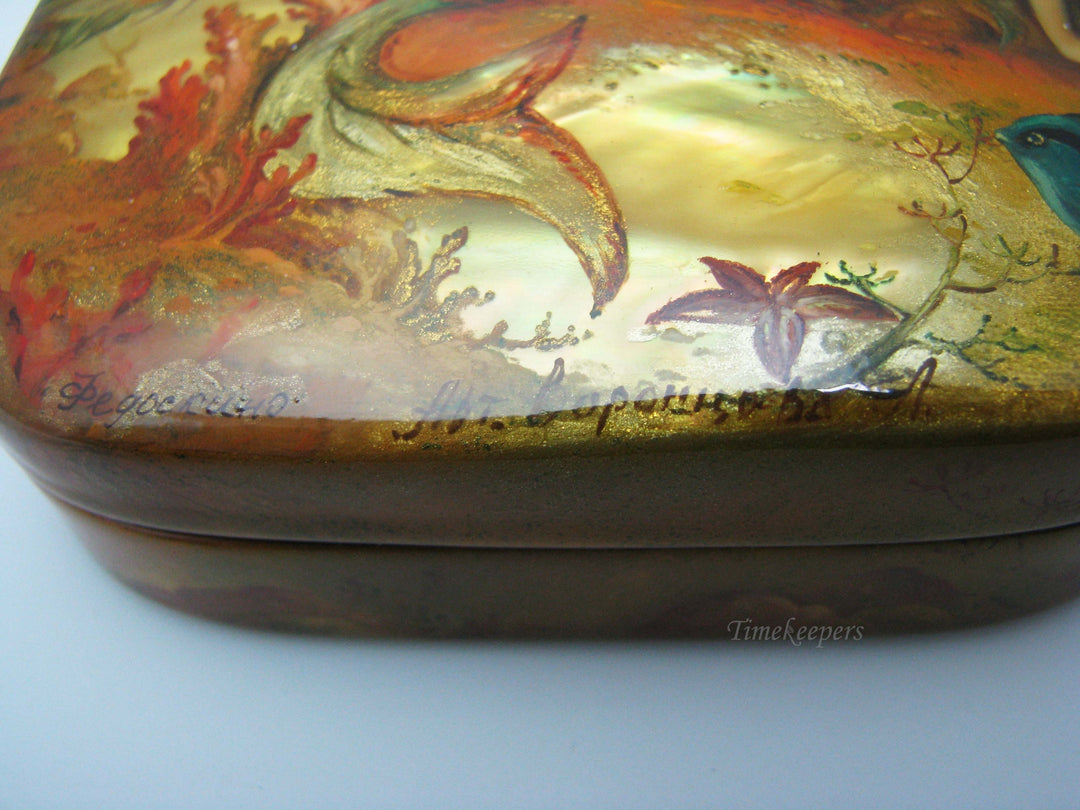 j185 Nice Fedoskino Russian Lacquer Box "The Little Mermaid" by Vorontsova