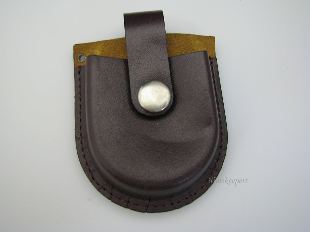 c750 NEW Brown Leather Snap Closure Belt Pocket Watch Holder/ Case