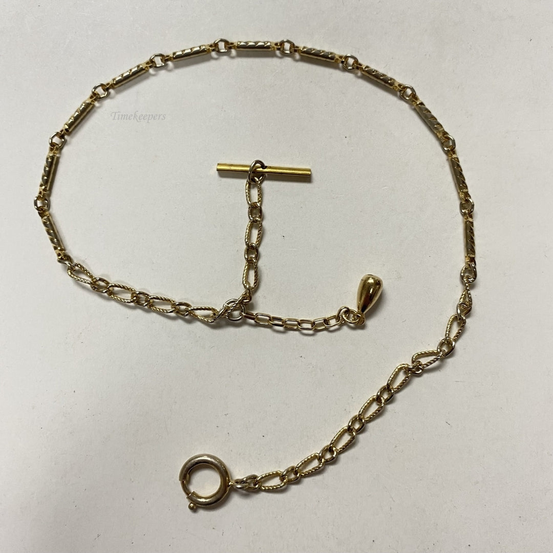 m619 Antique Gold Filled Vest Pocket Watch Link Chain 13" Gold Tone