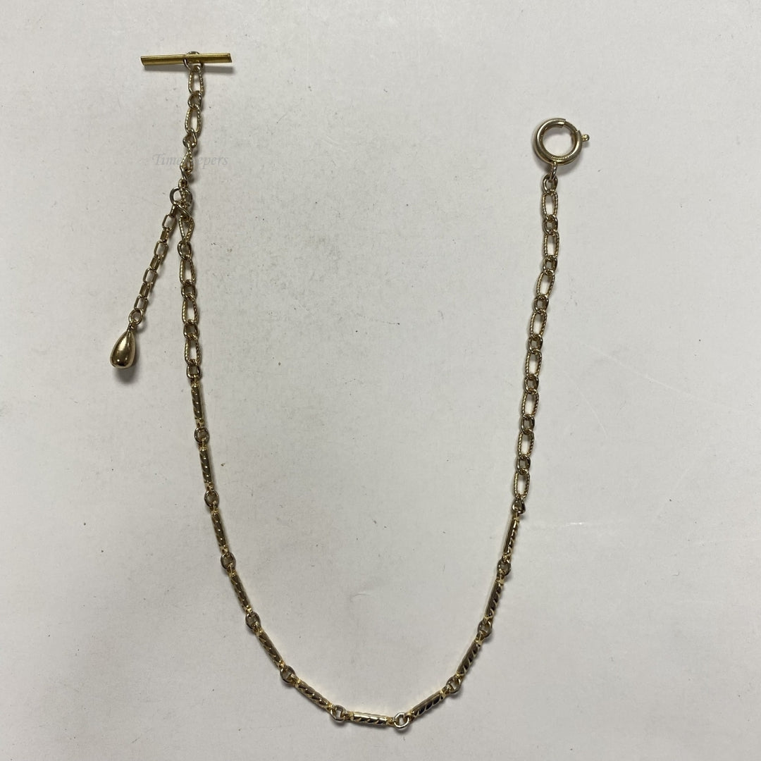 m619 Antique Gold Filled Vest Pocket Watch Link Chain 13" Gold Tone