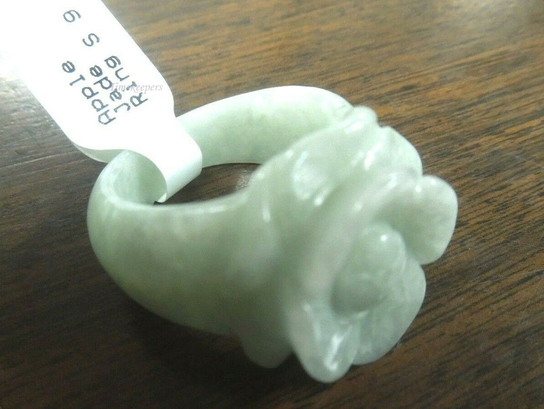 q504 Pure Natural Apple Jade Ring Size 9 (USA)