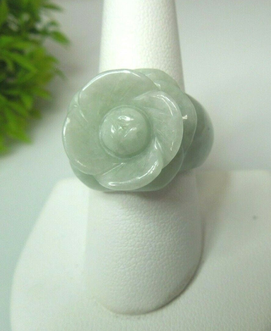 q504 Pure Natural Apple Jade Ring Size 9 (USA)