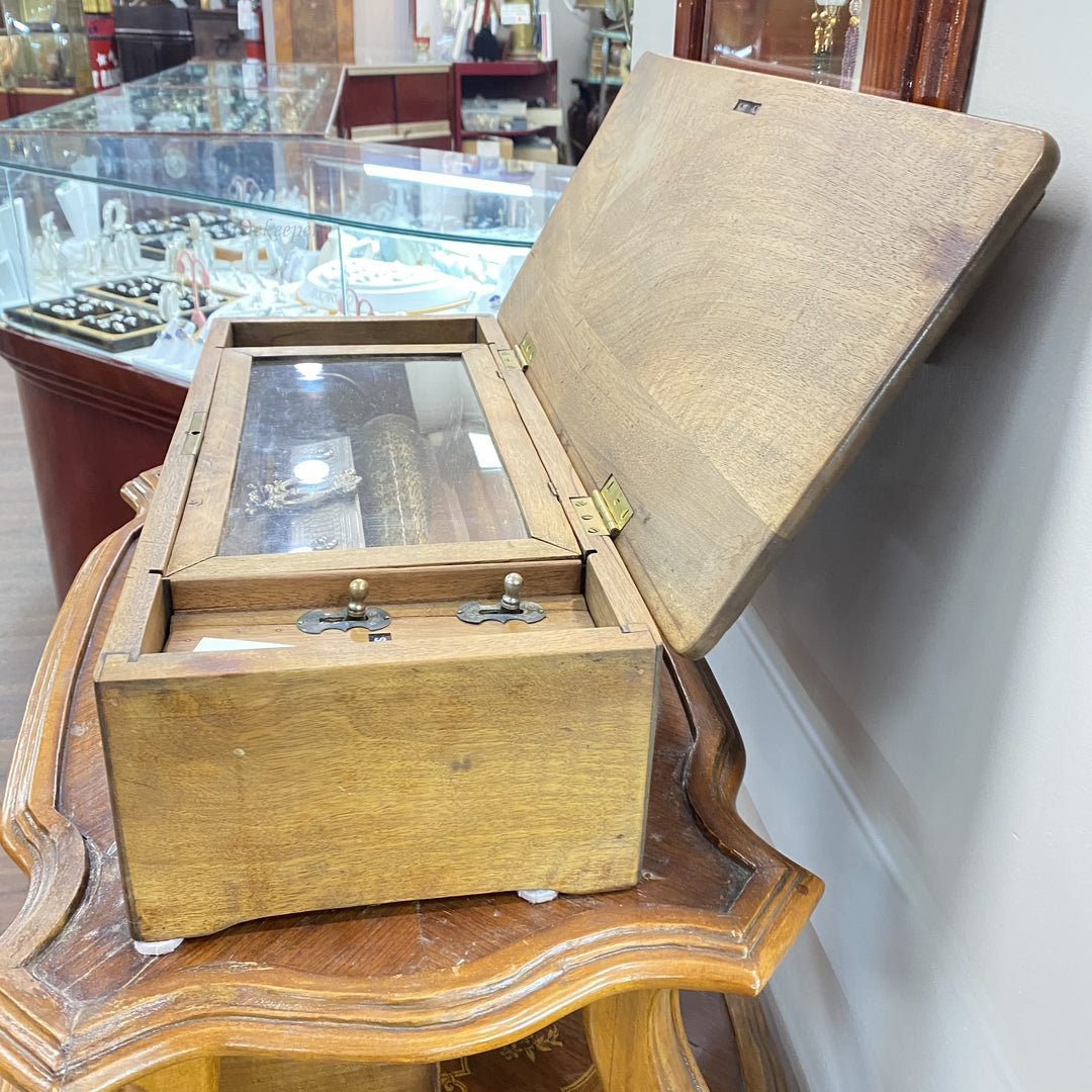 c112c Antique 1800's Wooden Musical Box Working Condition