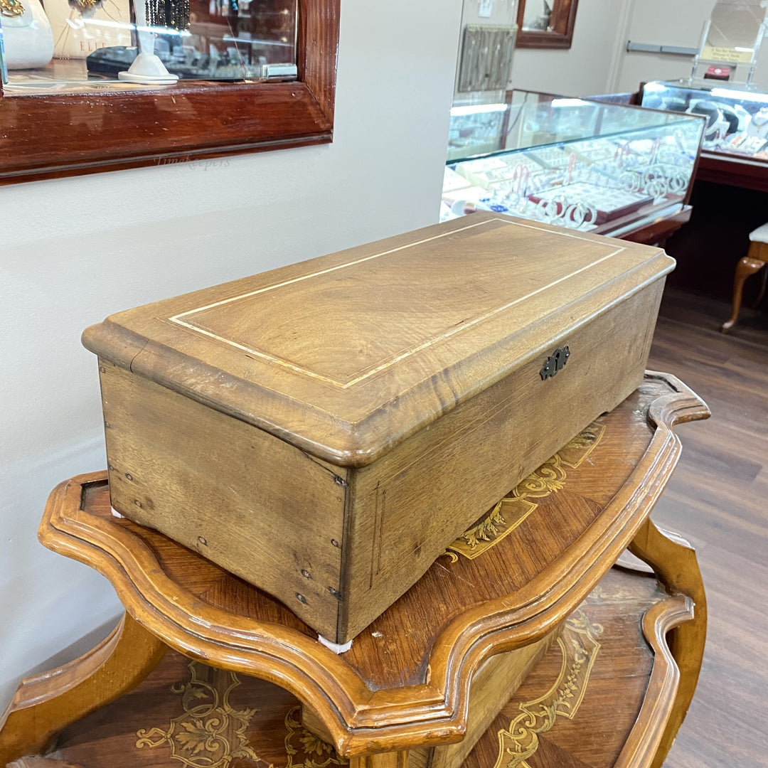 c112c Antique 1800's Wooden Musical Box Working Condition