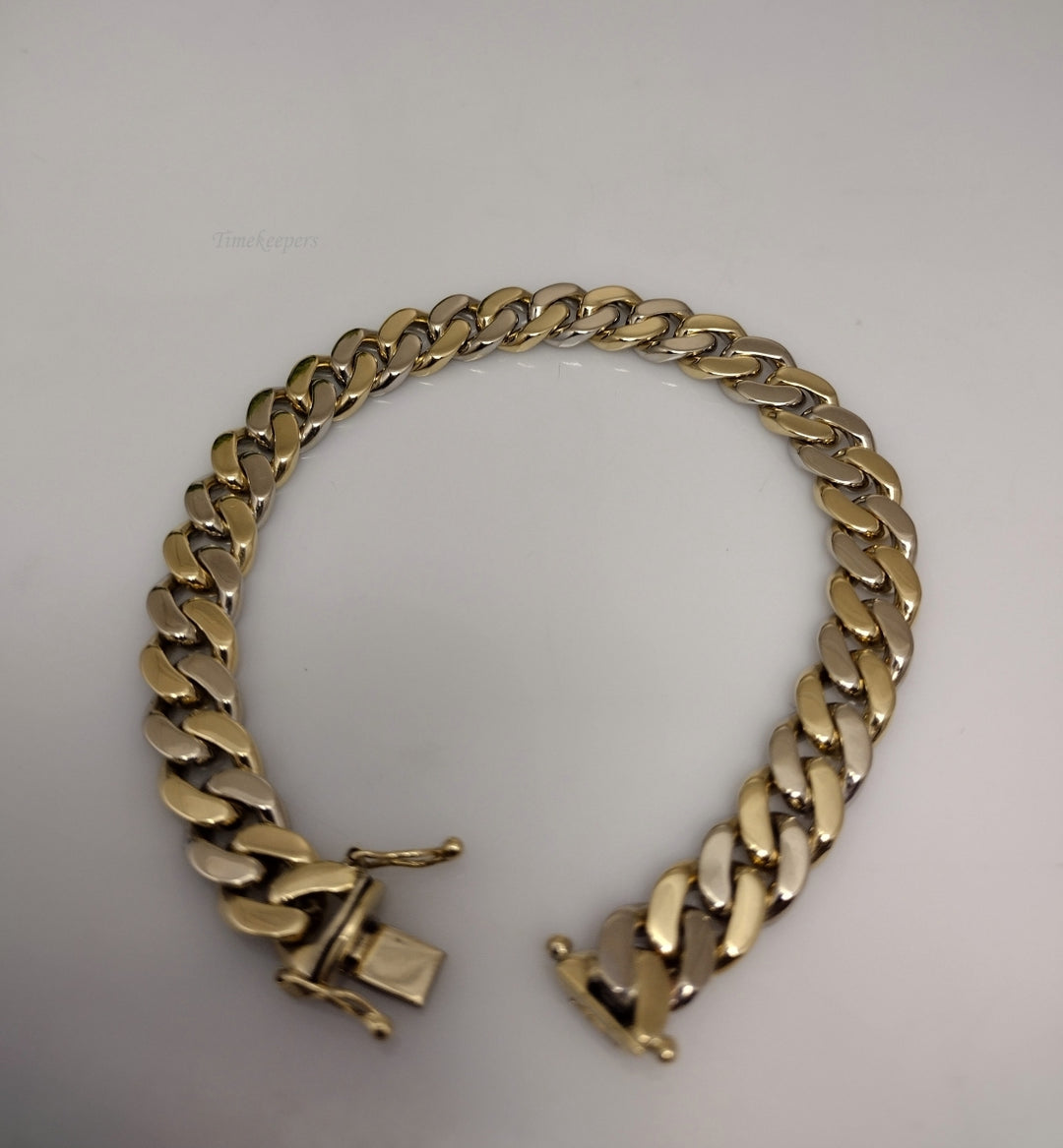 k626 Stunning Unisex 14kt Two Tone Gold 8" Curb Link Bracelet