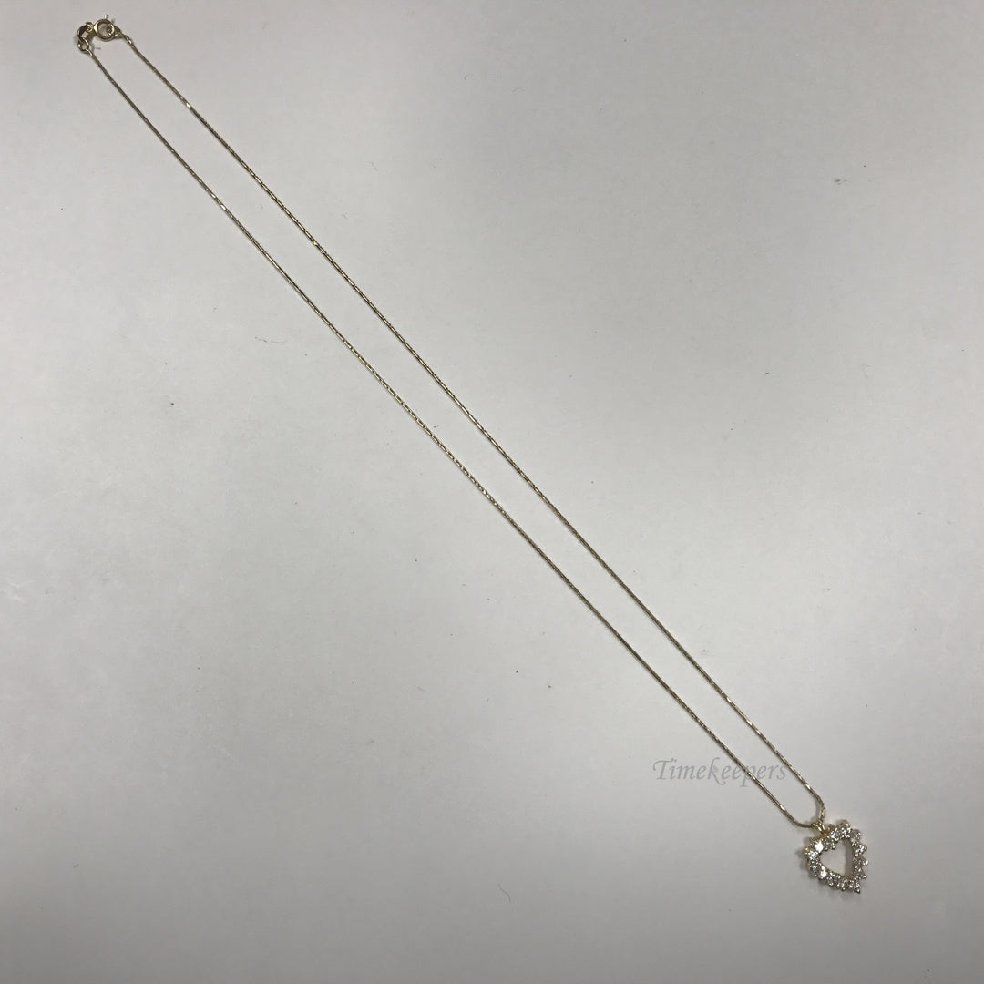 d103 Vintage 14K Yellow Gold Diamond Heart Pendant 22" Chain Necklace