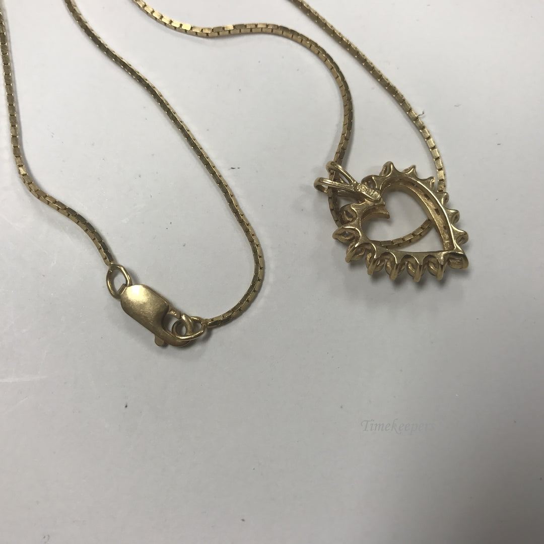 d106 Vintage 14K Yellow Gold 1CT (16) Diamond Heart Pendant 18" Chain Necklace