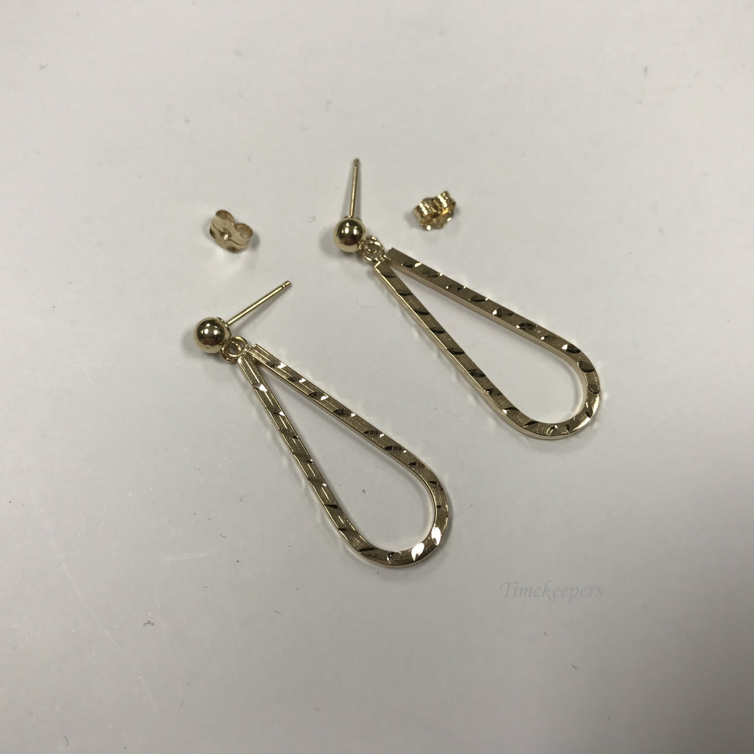 d227 Vintage Original 14K Yellow Gold Drop Dangle Pierced Women's Earrings