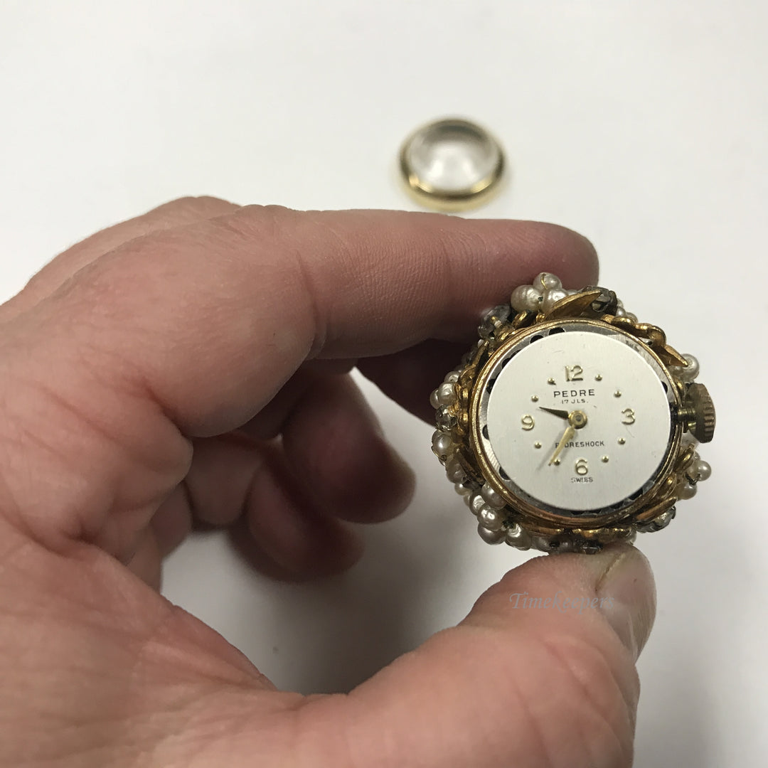 d366 Original Vintage Pedre Swiss 17J Gold Filled Filigree Pearl Pendant Watch