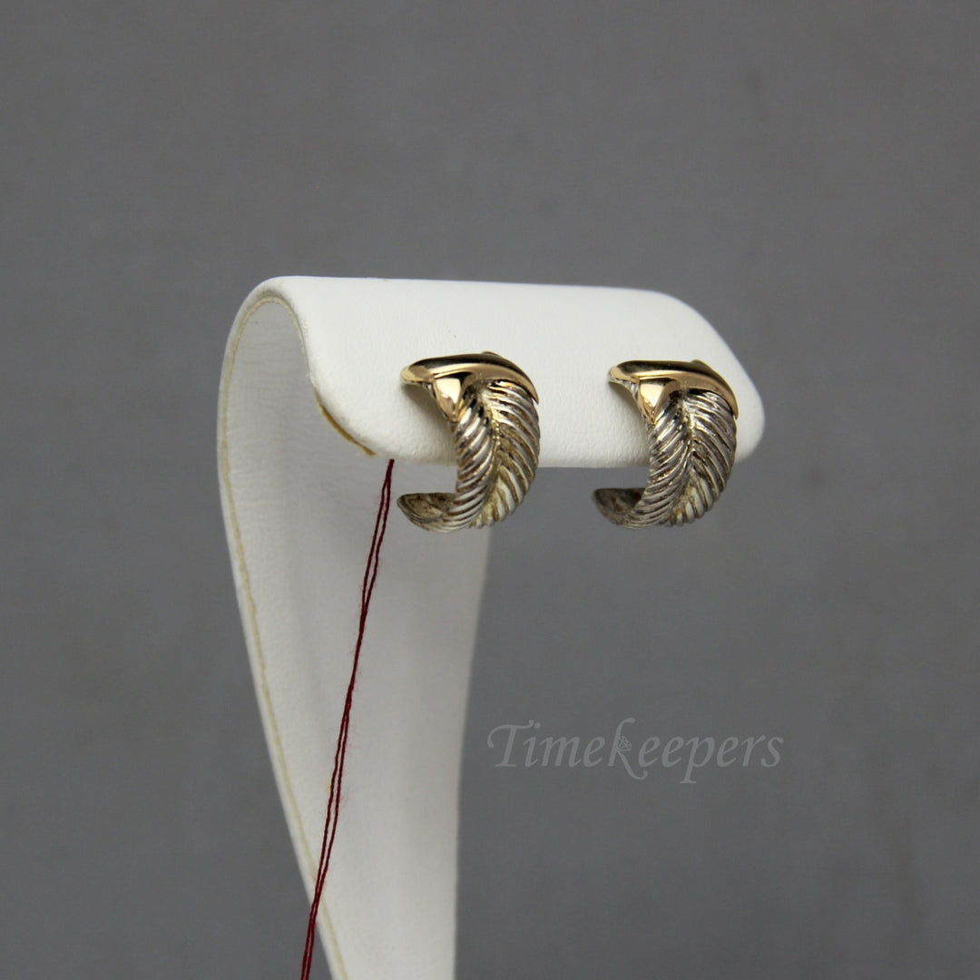 d493 Beautiful 14kt Yellow Gold &amp; Sterling Silver Earrings
