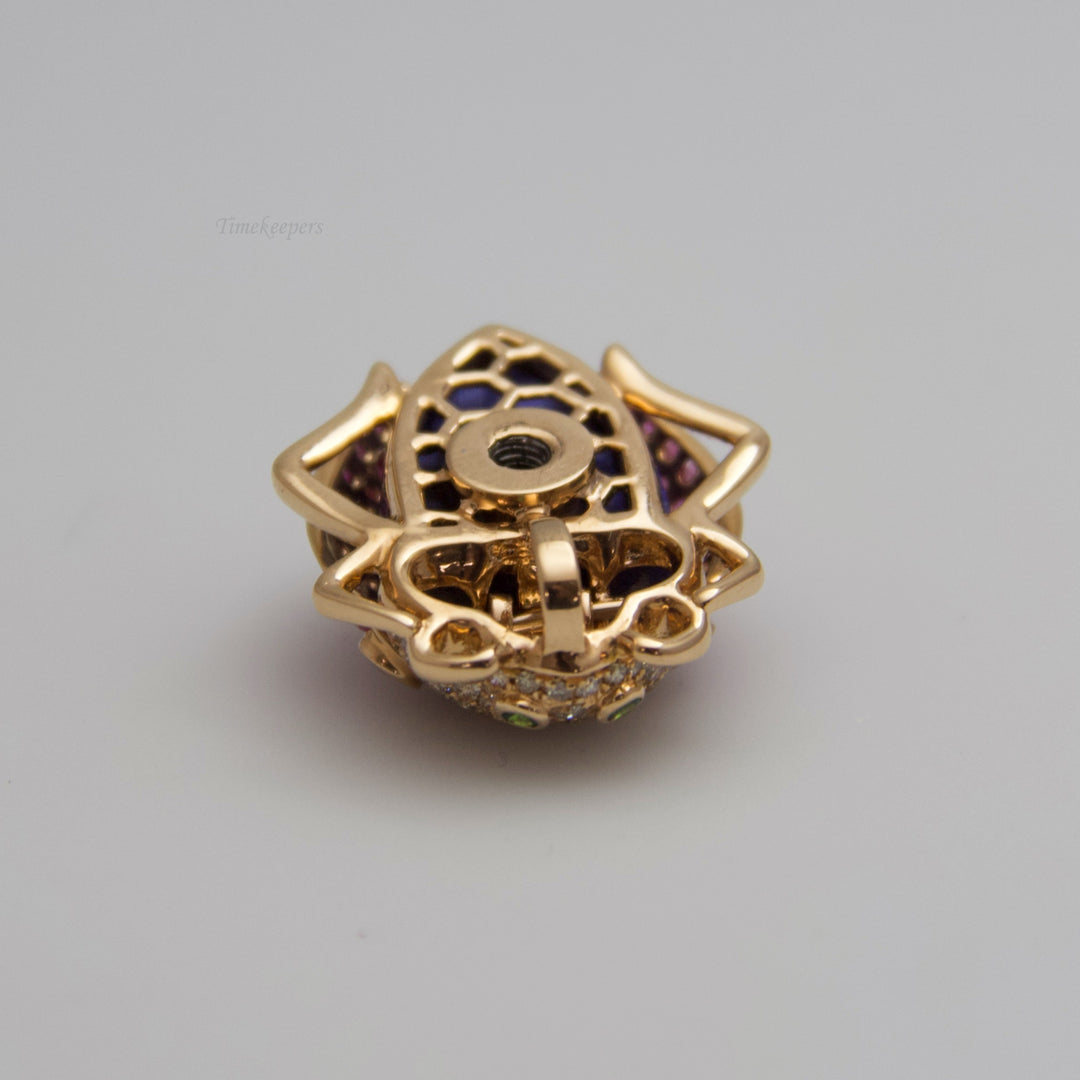 d541 18k Rose Gold Ruby &amp; Diamond Bug Ring/Pin/Brooch