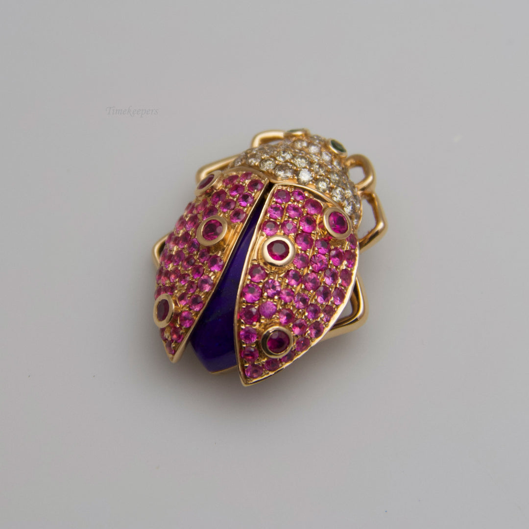 d541 18k Rose Gold Ruby &amp; Diamond Bug Ring/Pin/Brooch