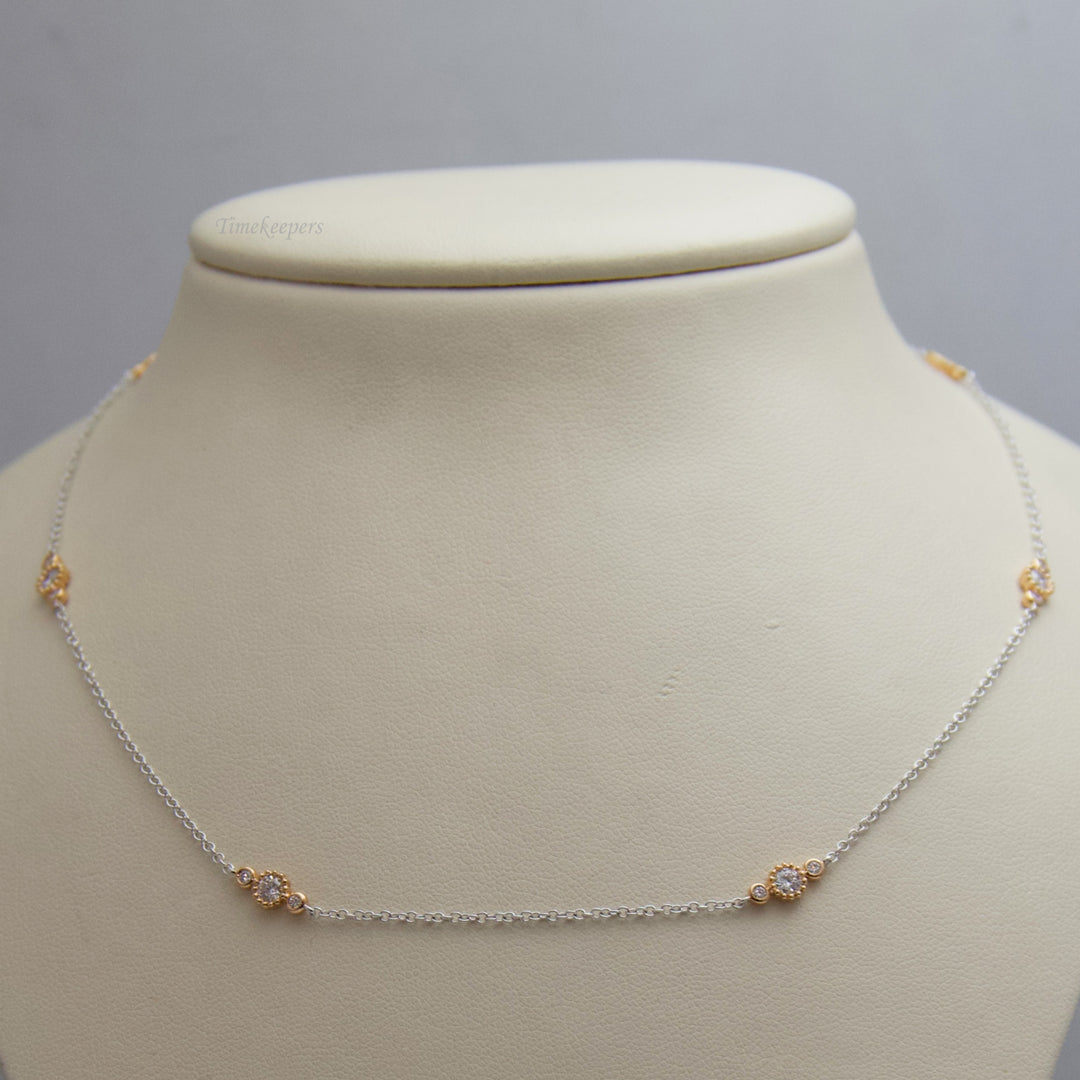 d542 18k Rose Gold &amp; White Gold Diamond Necklace