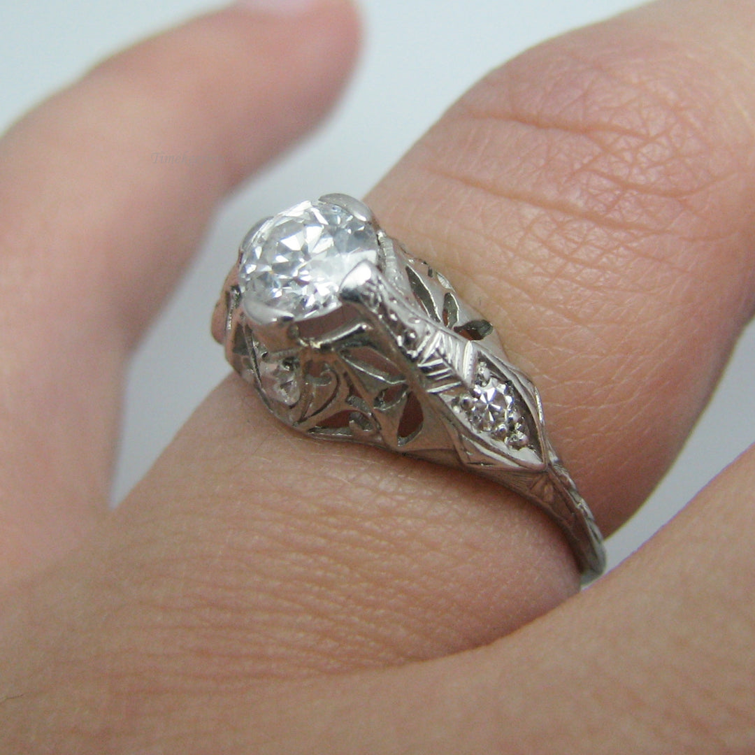 d555 Stunning Antique  Platinum Diamond Ring