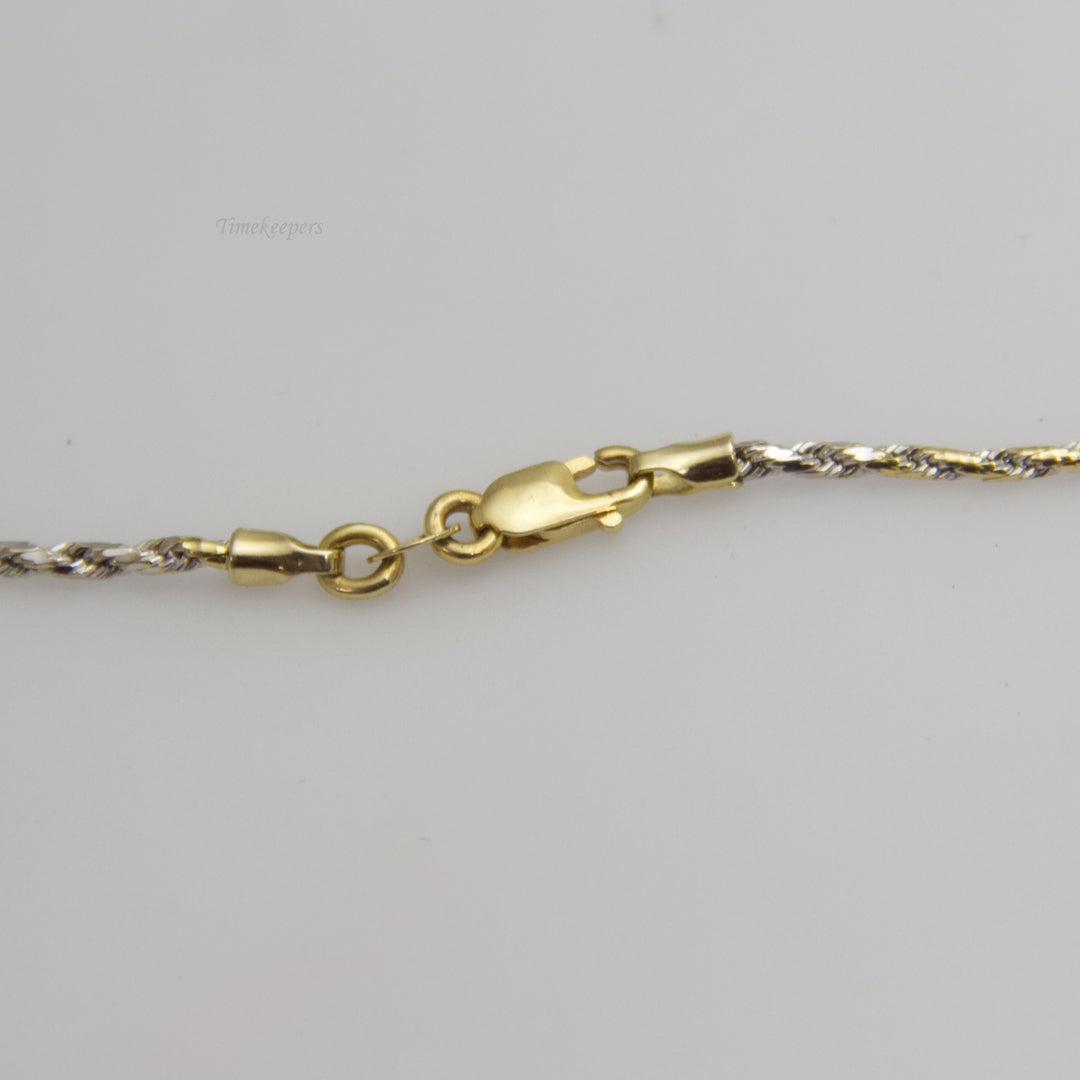 d615 Cute 14k White Gold &amp; Yellow Gold 2 Tone Rope Chain