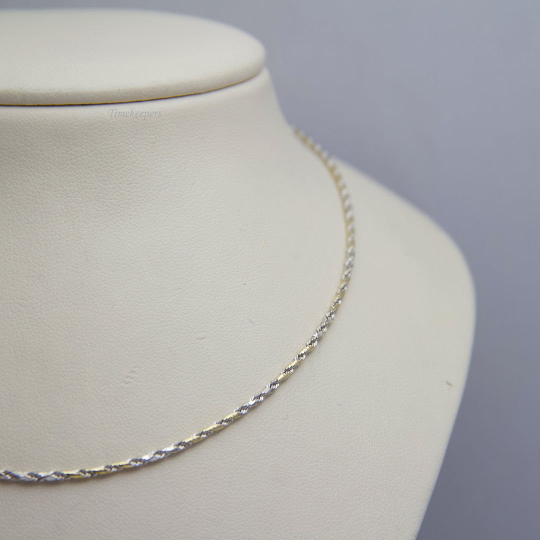 d615 Cute 14k White Gold &amp; Yellow Gold 2 Tone Rope Chain