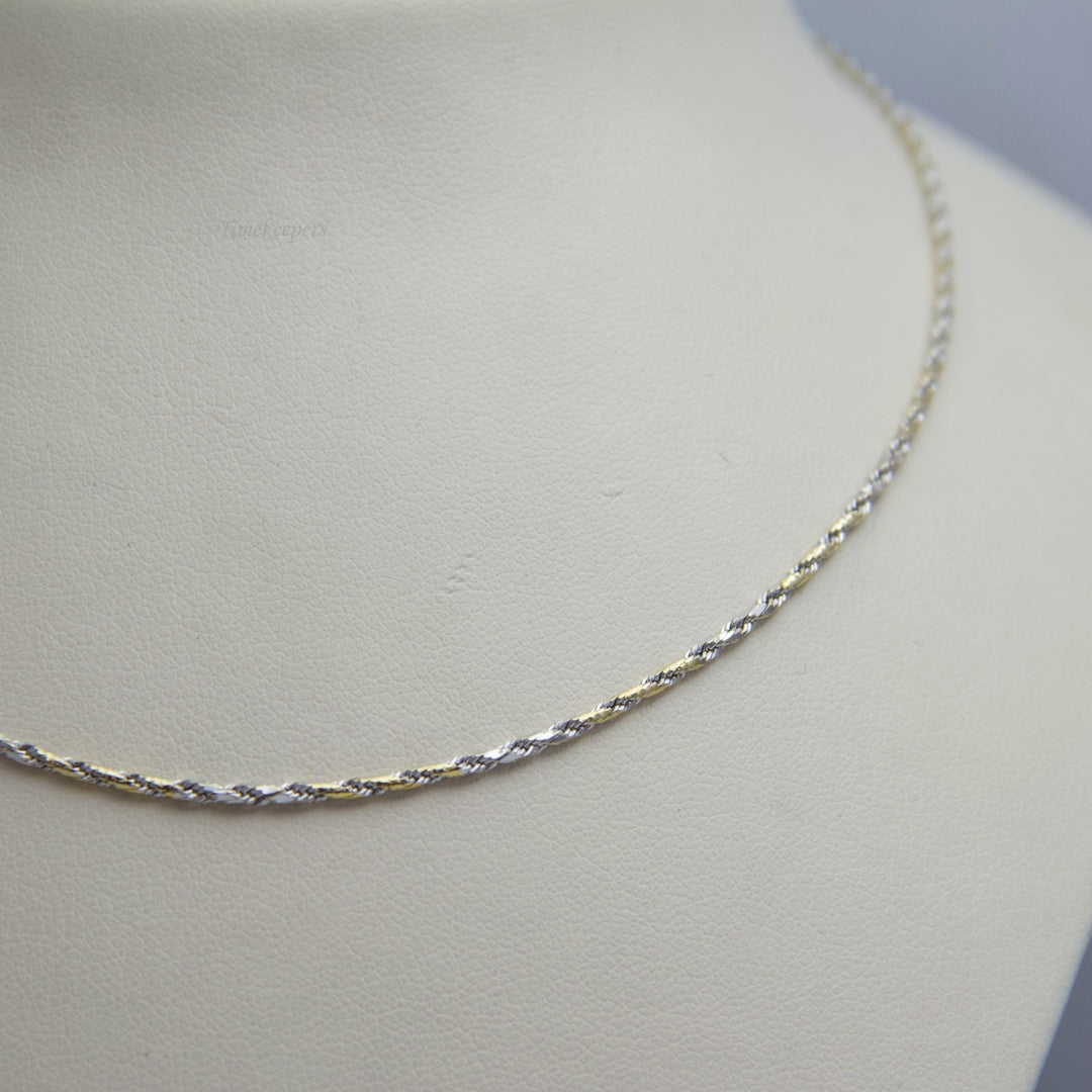 d615 Cute 14k White Gold &amp; Yellow Gold 2 Tone Rope Chain