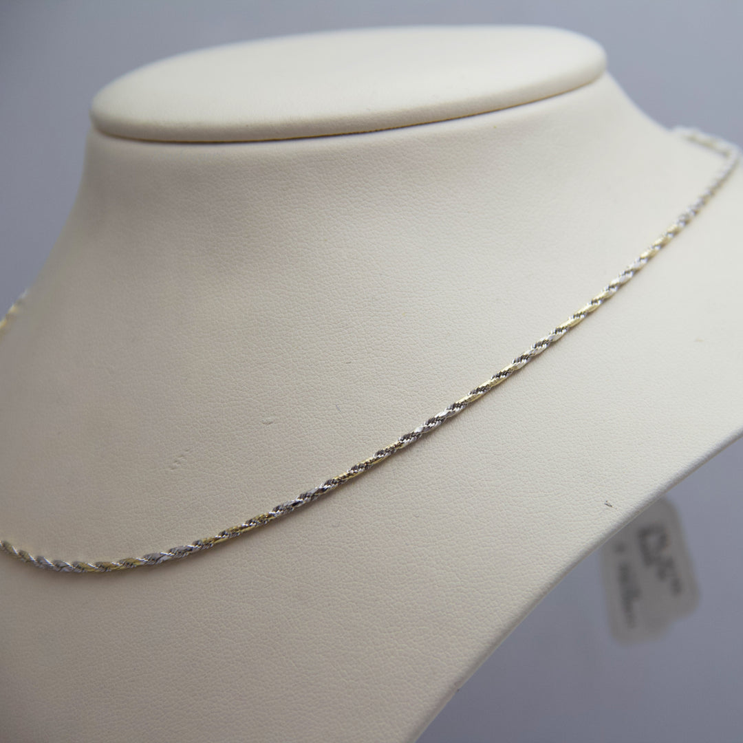 d615 Cute 14k White Gold &amp; Yellow Gold 2 Tone Rope Chain