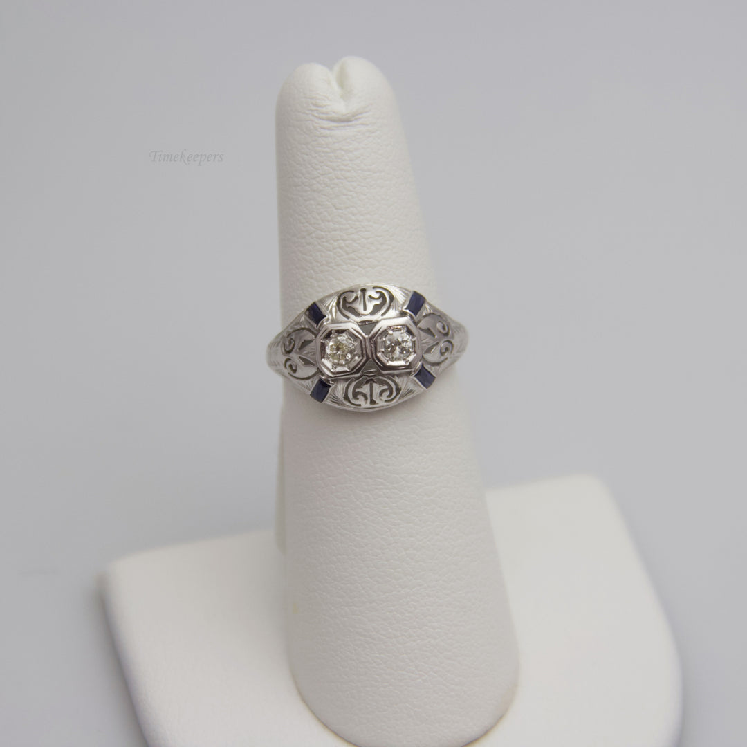 d641 Gorgeous 18k White Gold Diamond &amp; Sapphire Ring