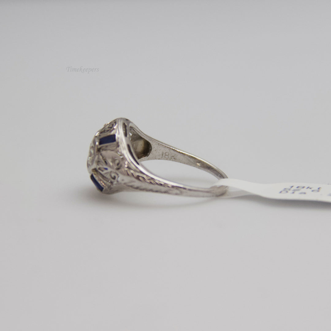 d641 Gorgeous 18k White Gold Diamond &amp; Sapphire Ring