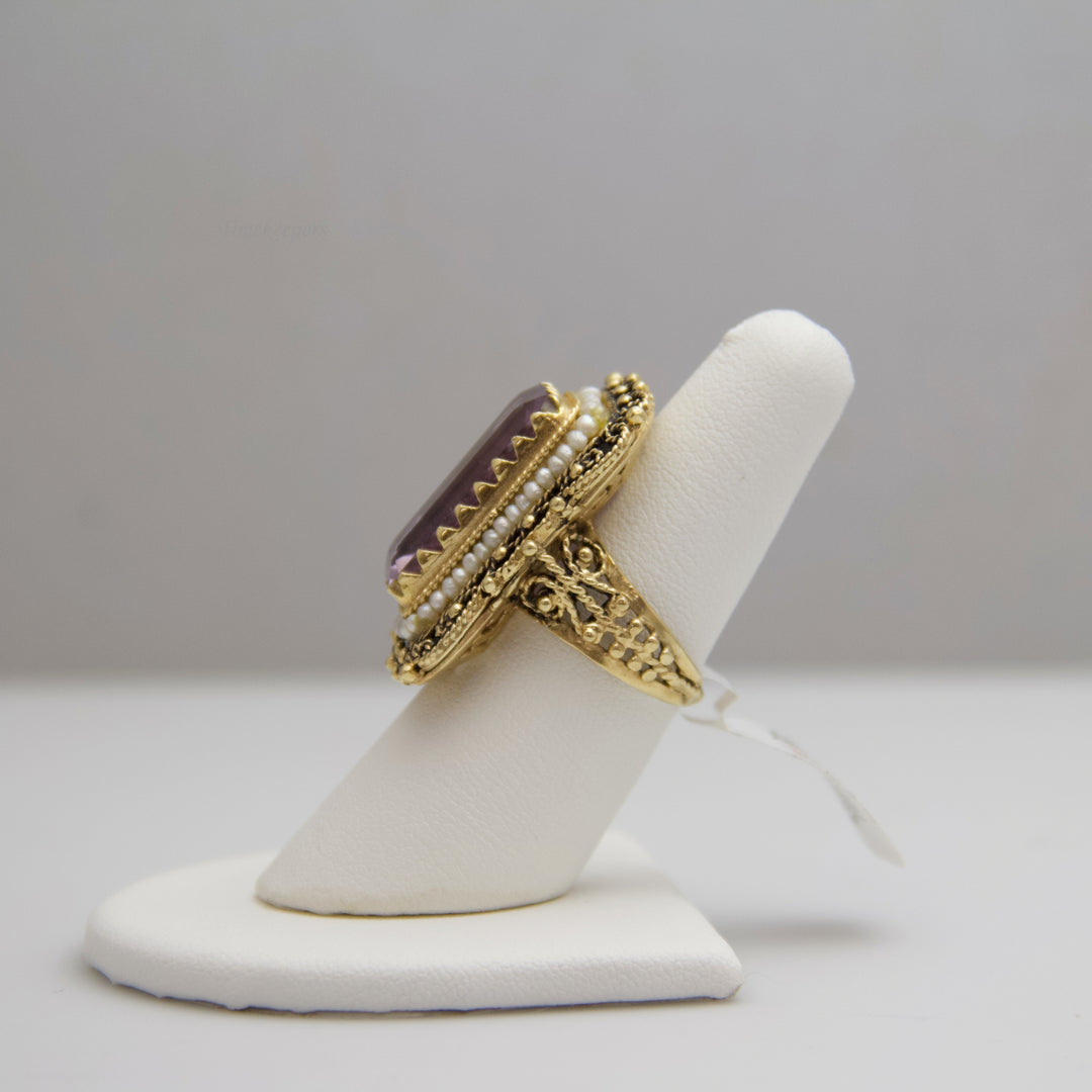 d710 Gorgeous 14k Yellow Gold Amethyst Ring