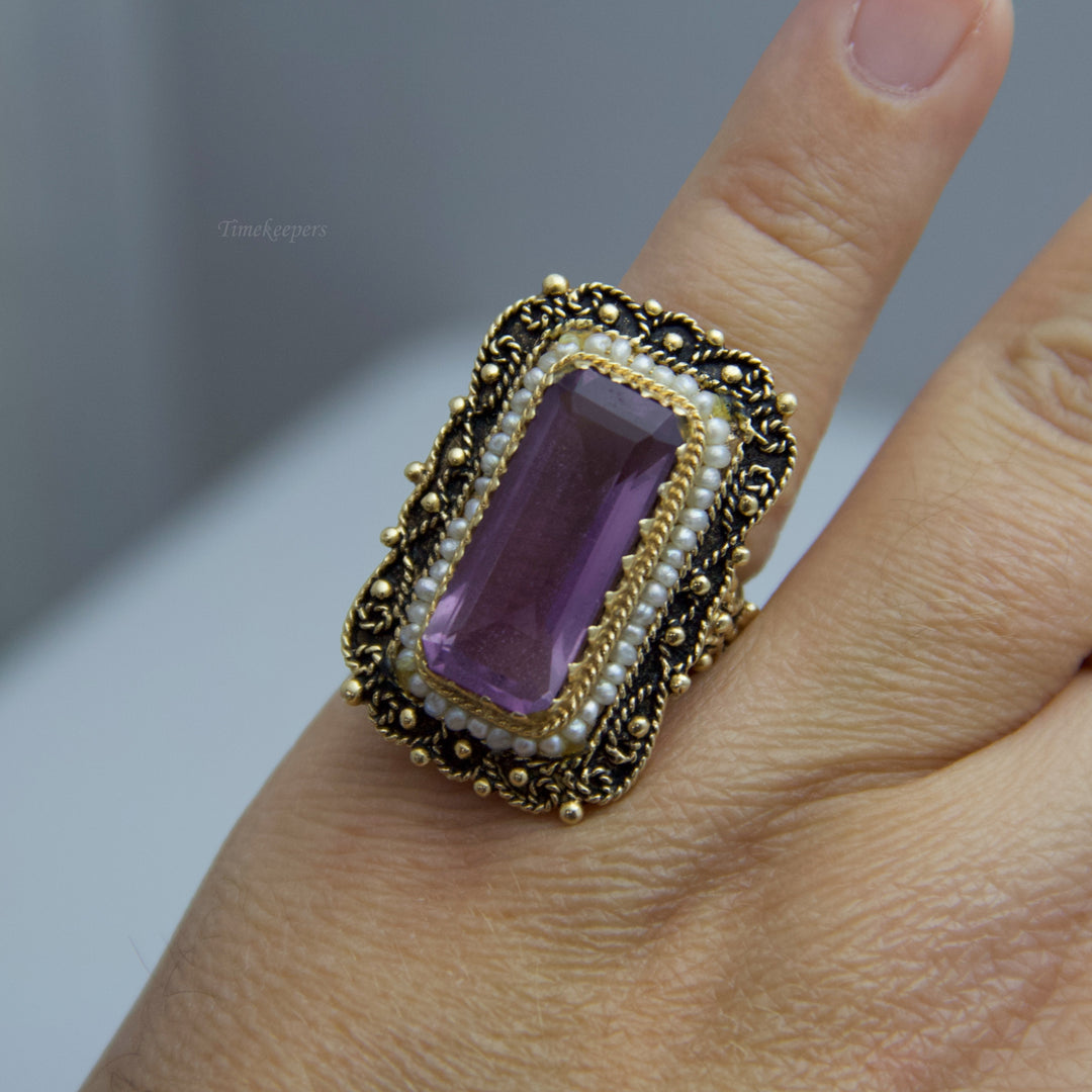 d710 Gorgeous 14k Yellow Gold Amethyst Ring