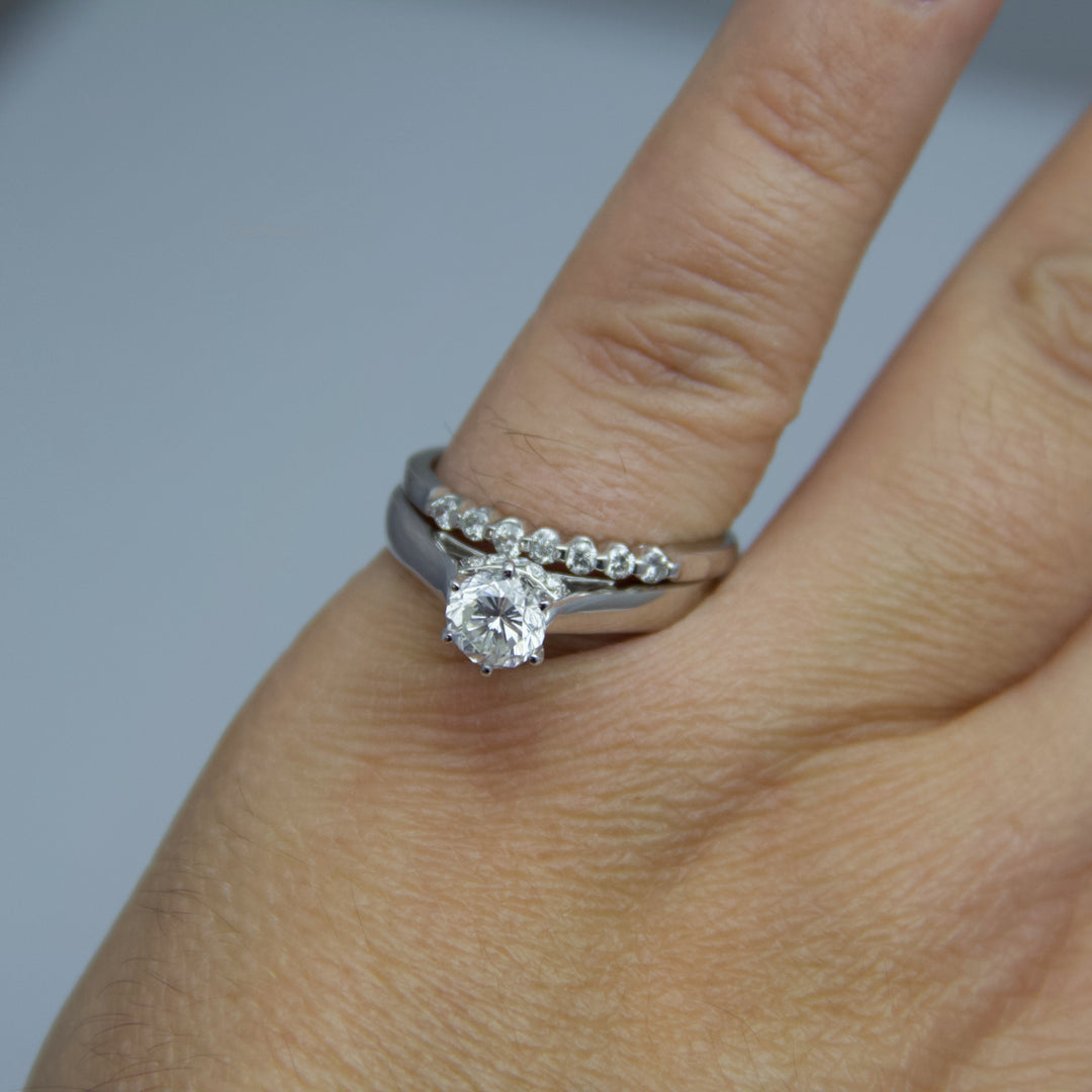 d742 Beautiful 14k White Gold Diamond Wedding Set