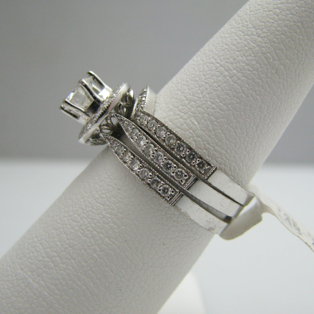 d855 Beautiful 14k White Gold Diamond Wedding Ring Set