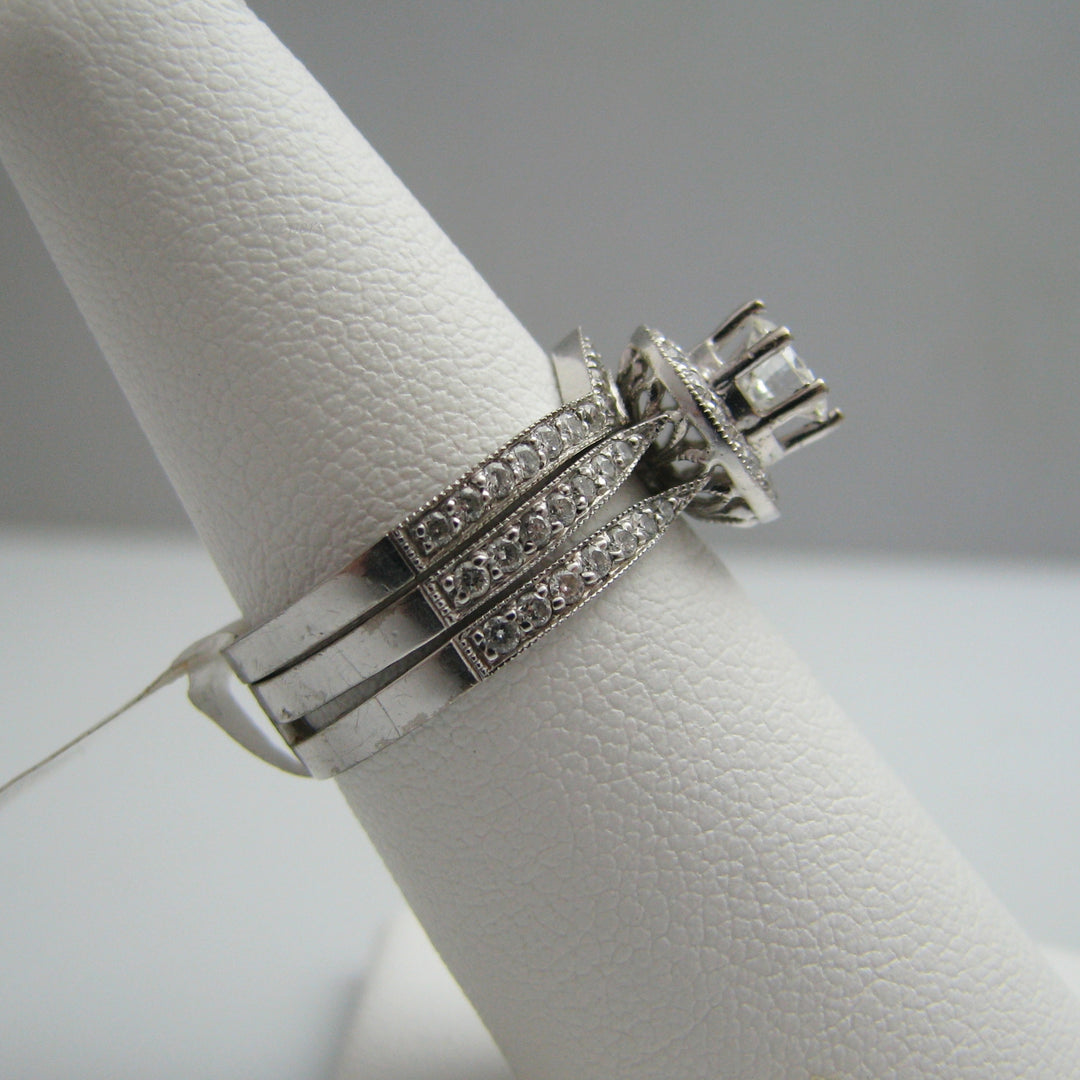 d855 Beautiful 14k White Gold Diamond Wedding Ring Set