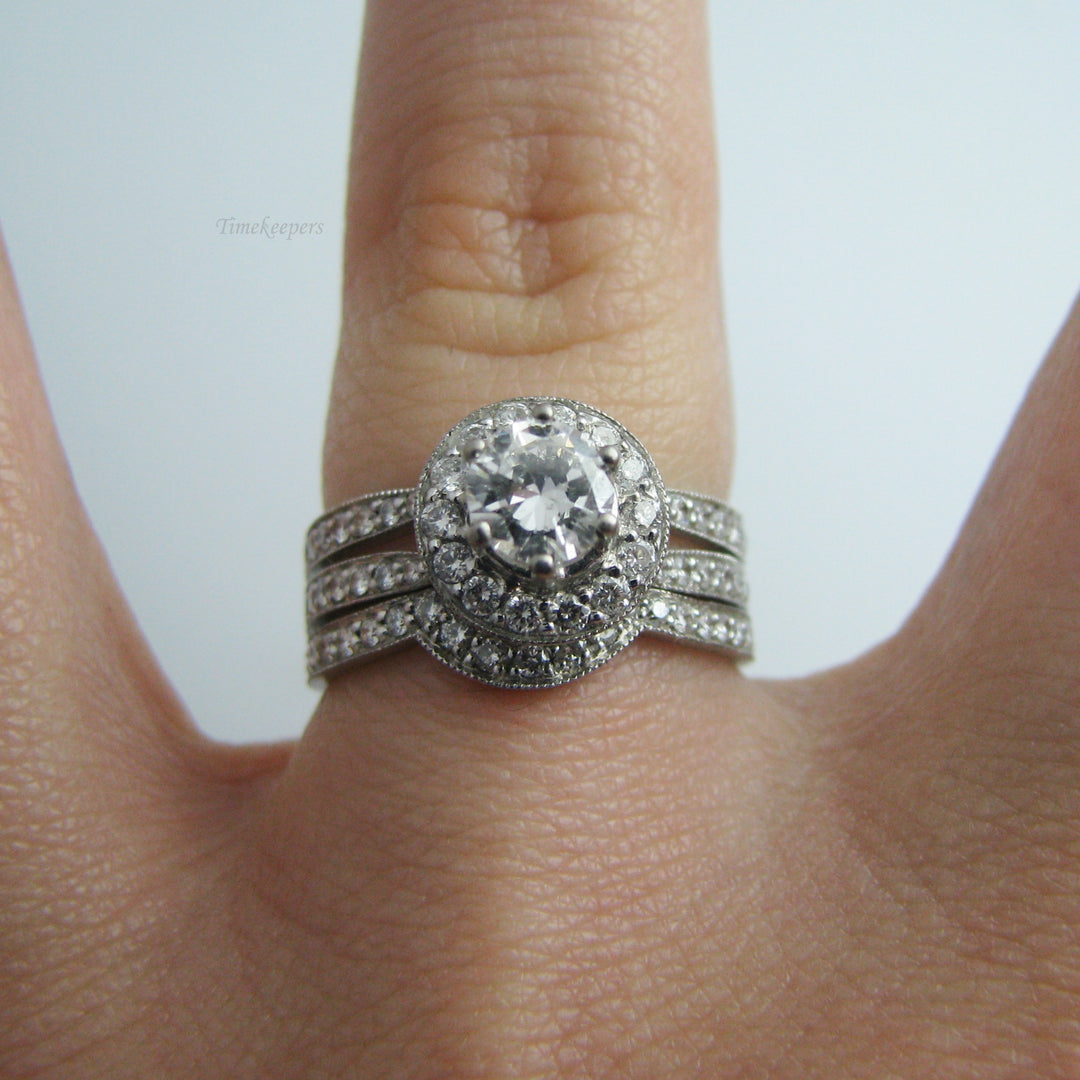 d855 Beautiful 14k White Gold Diamond Wedding Ring Set