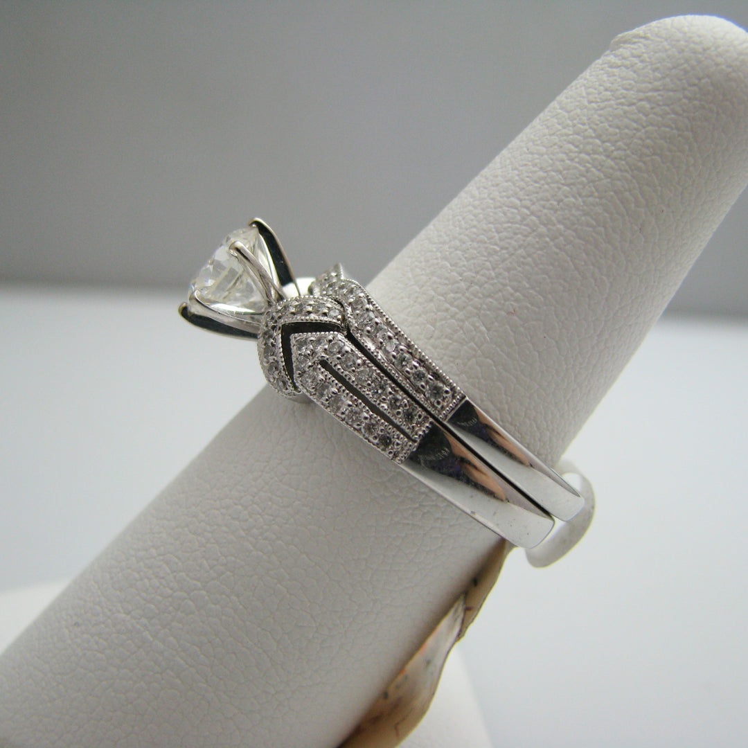 d861 Stunning 14k White Gold Diamond Wedding Ring Set