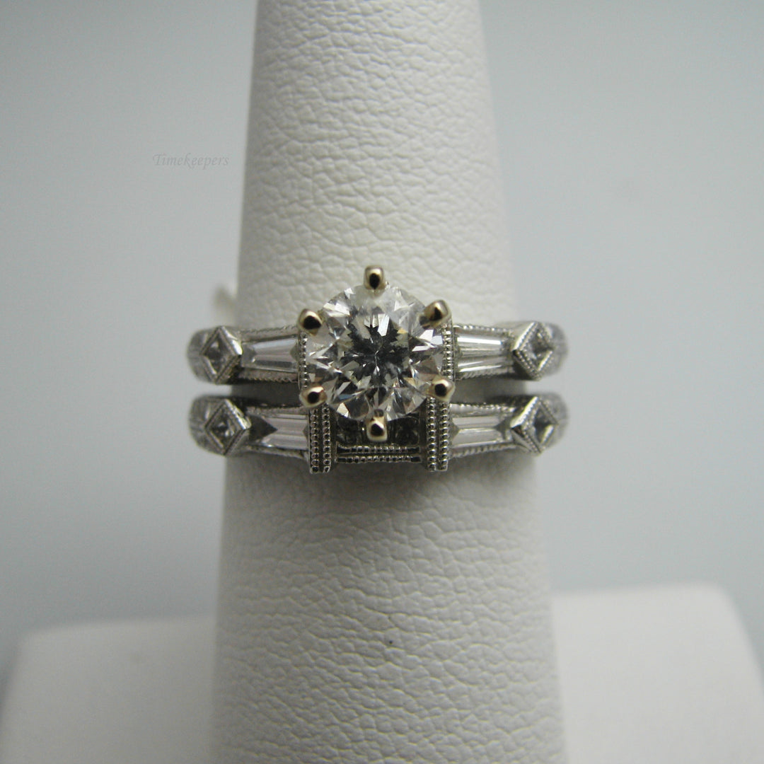 d866 Beautiful 14k White Gold Diamond Wedding Ring Set