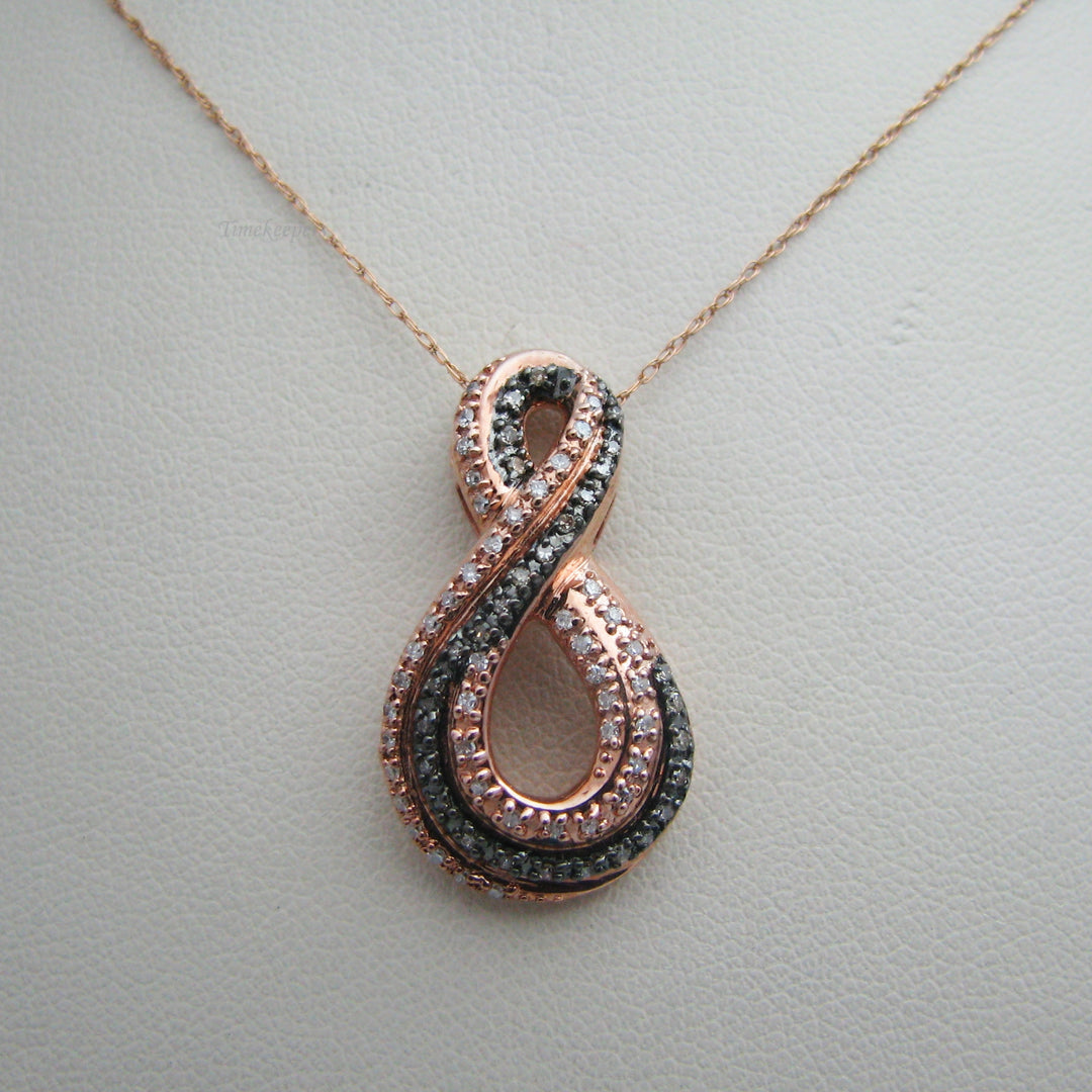 d968 10k Rose Gold Figure Eight Pendant Necklace