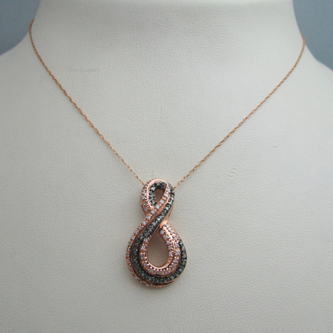 d968 10k Rose Gold Figure Eight Pendant Necklace