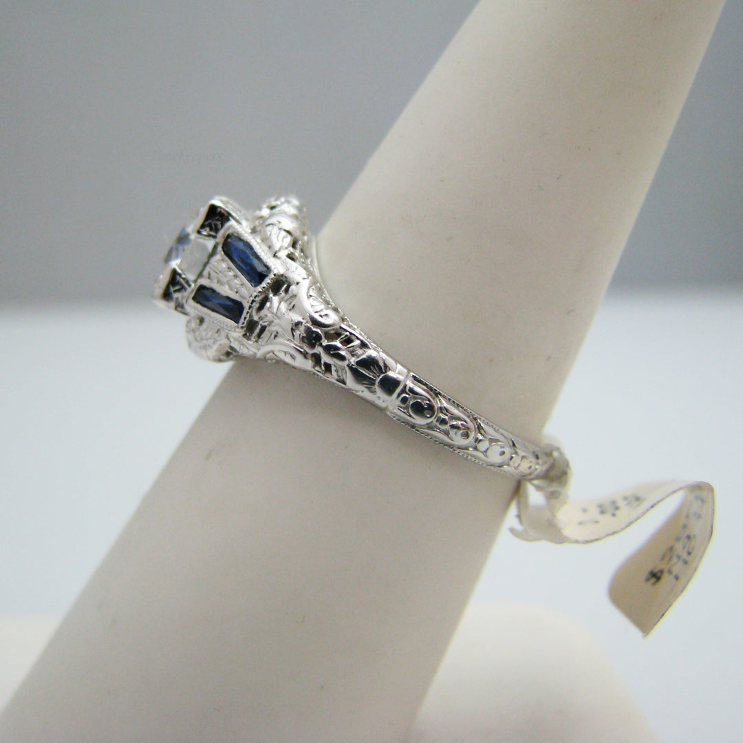 d984-1 18k White Gold Diamond &amp; Sapphire Engagement Ring