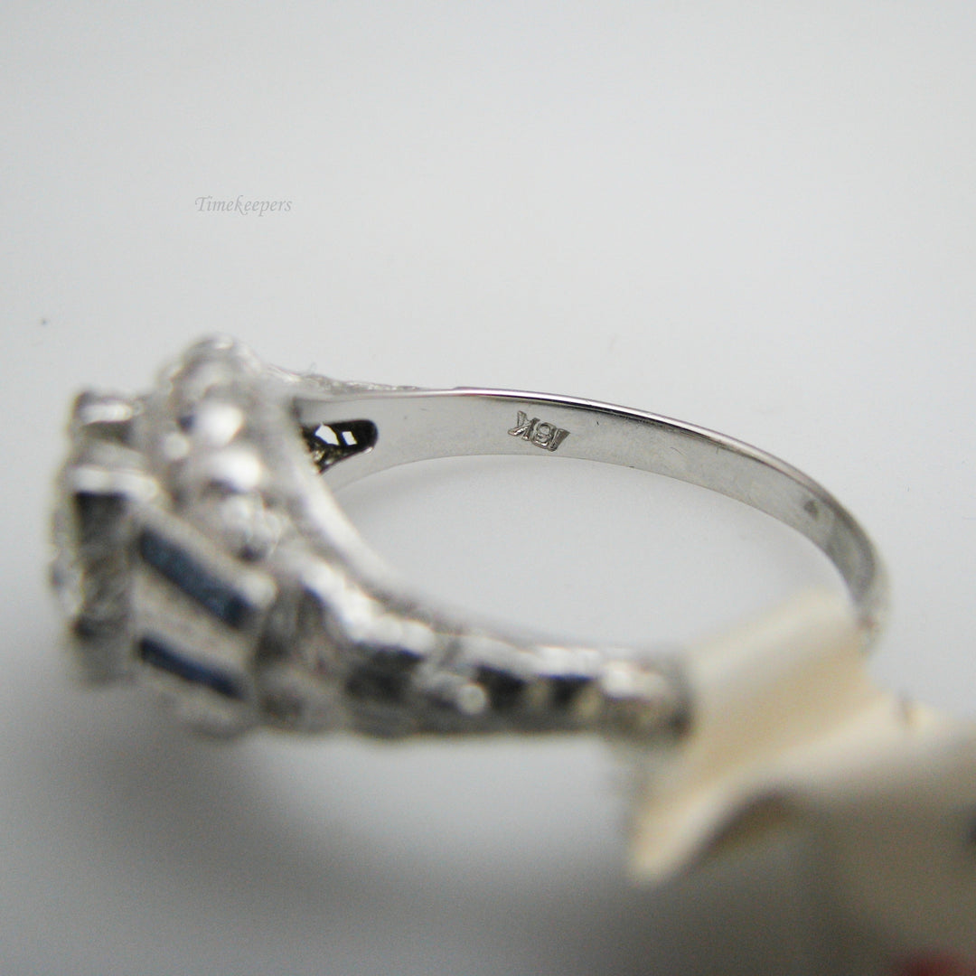 d984-1 18k White Gold Diamond &amp; Sapphire Engagement Ring