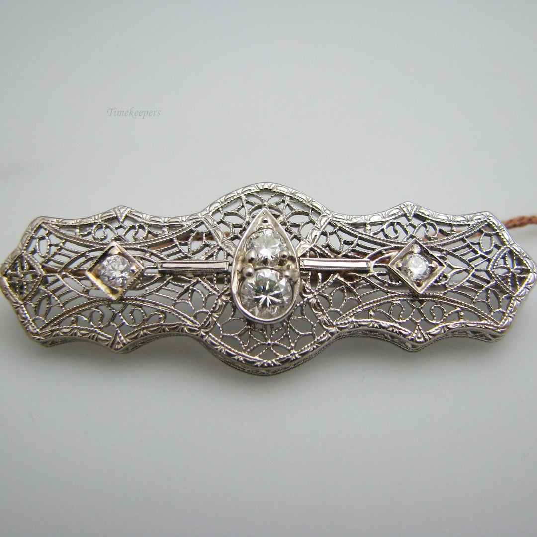 d988 Gorgeous 14k White Gold Diamond Brooch