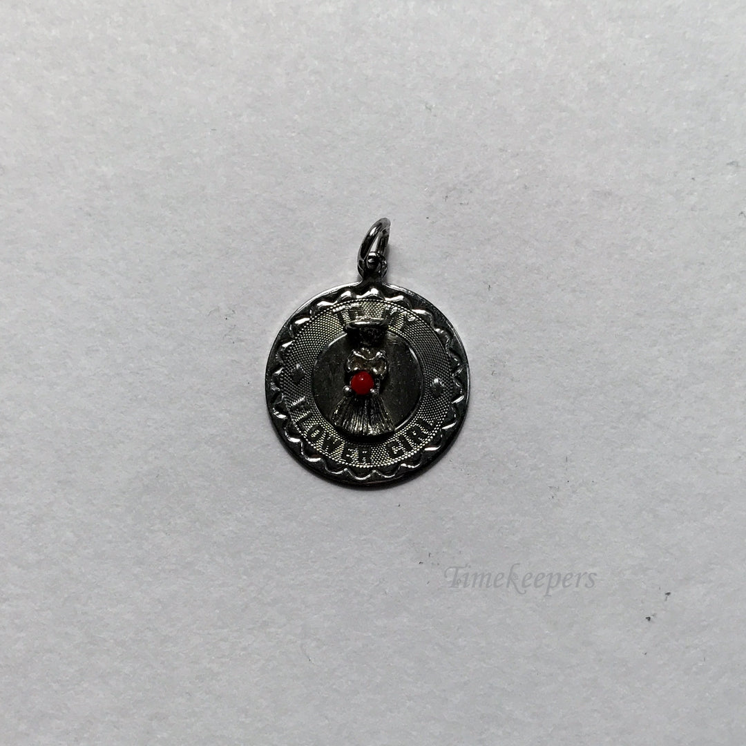 e003 Vintage Sterling Silver To My Flower Girl Round Charm Pendant