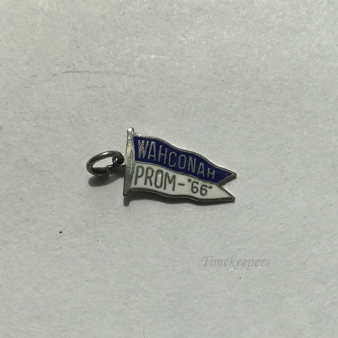 e028 Vintage Sterling Silver Wahconah Prom 66 Anniversary Charm Pendant