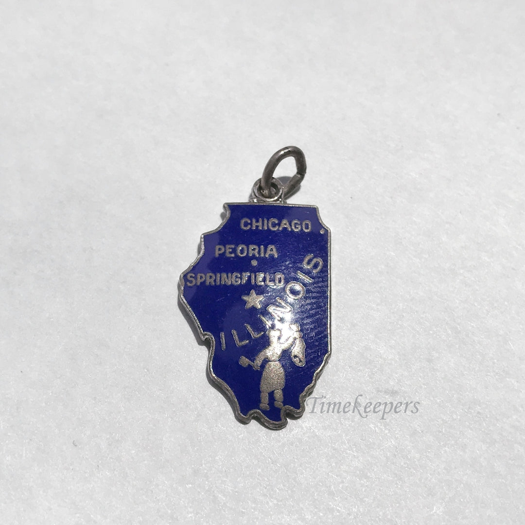 e082 Vintage Sterling Silver Chicago Peoria Springfield Illinois Charm Pendant