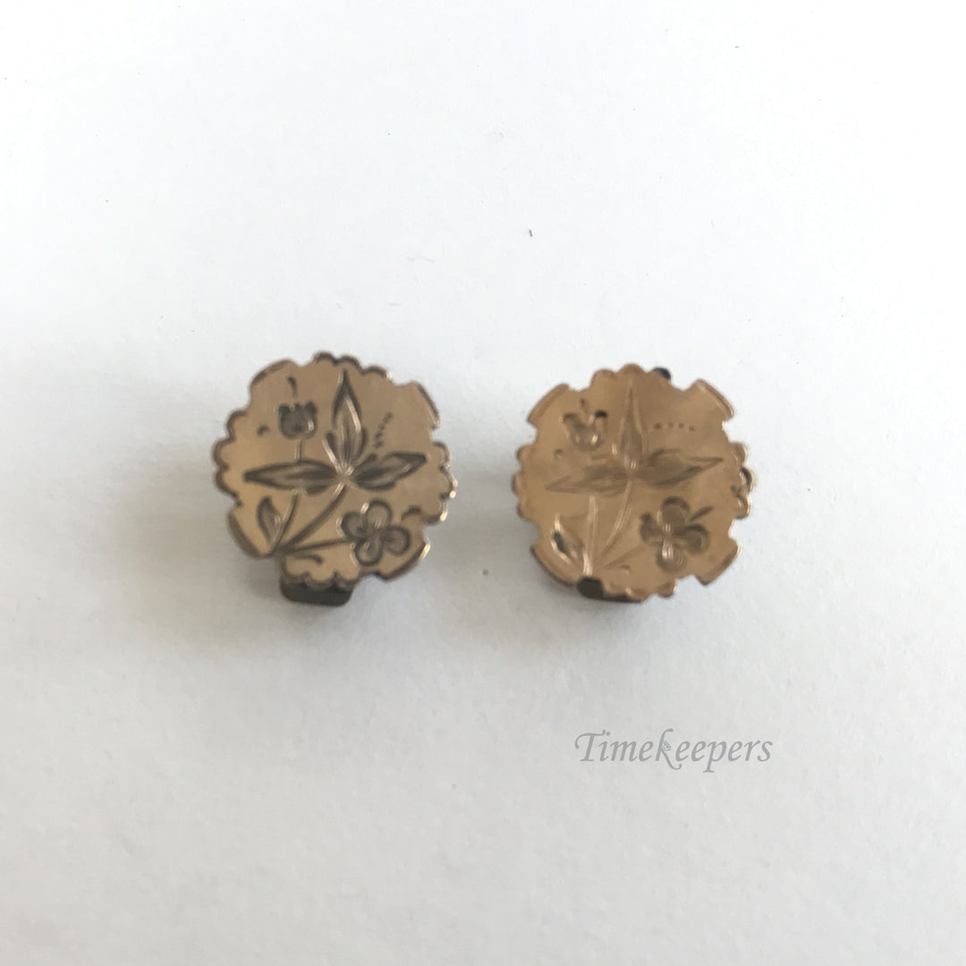 e214 Antique Original Gold Tone Floral Men's Cuff Links