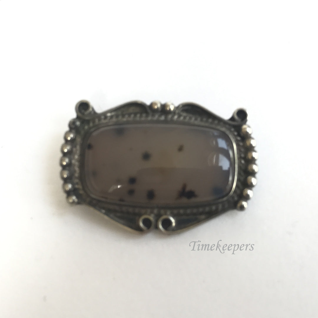 e223 Vintage Original Sterling Silver Oval Stone Brooch Pin