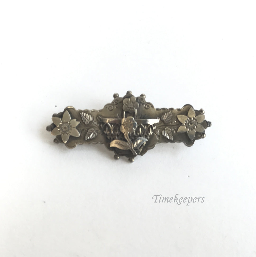 e229 Vintage Original Sterling Silver Flower Garden Brooch Pin