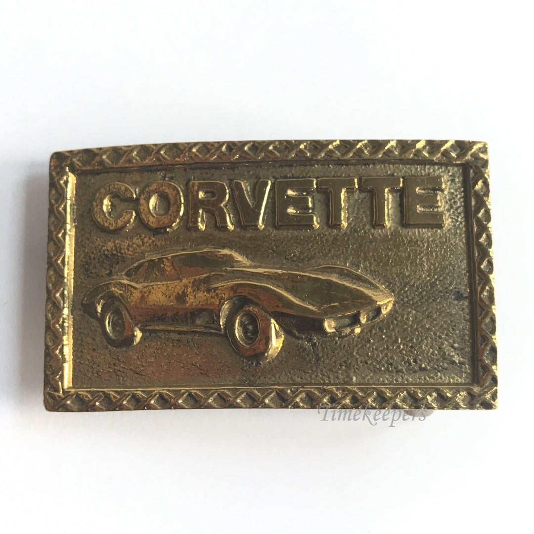 e275 Vintage Original Solid Brass Corvette Belt Buckle