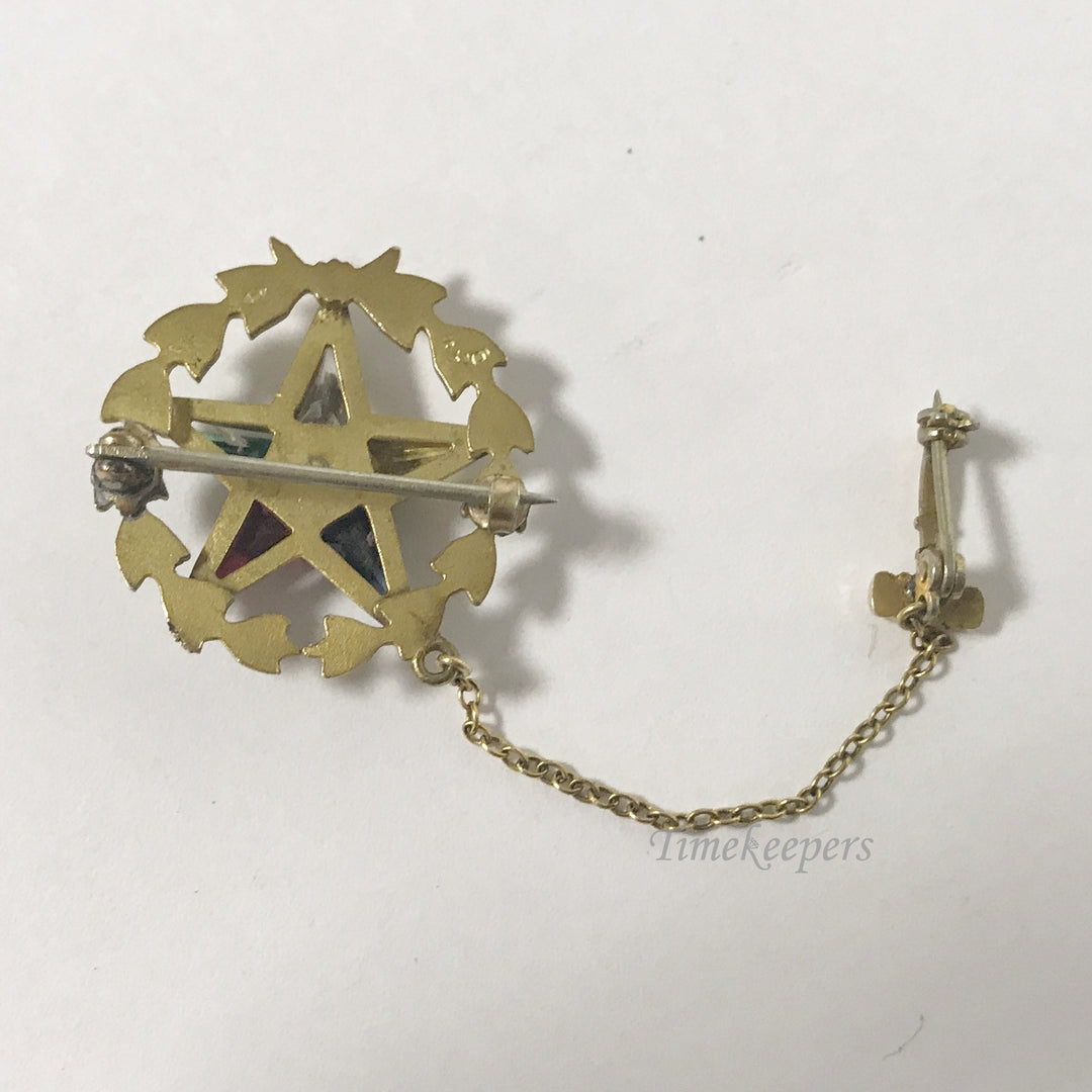 e462 Vintage Enameled 10k Yellow Gold Filled Eastern Star Lapel Pin Brooch
