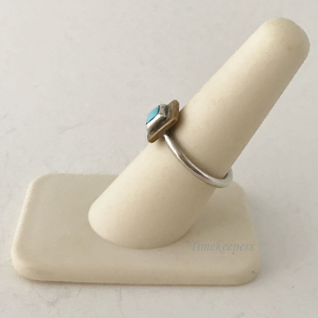 e487 Vintage Elegant Sterling Silver Blue Turquoise Ring Size 7