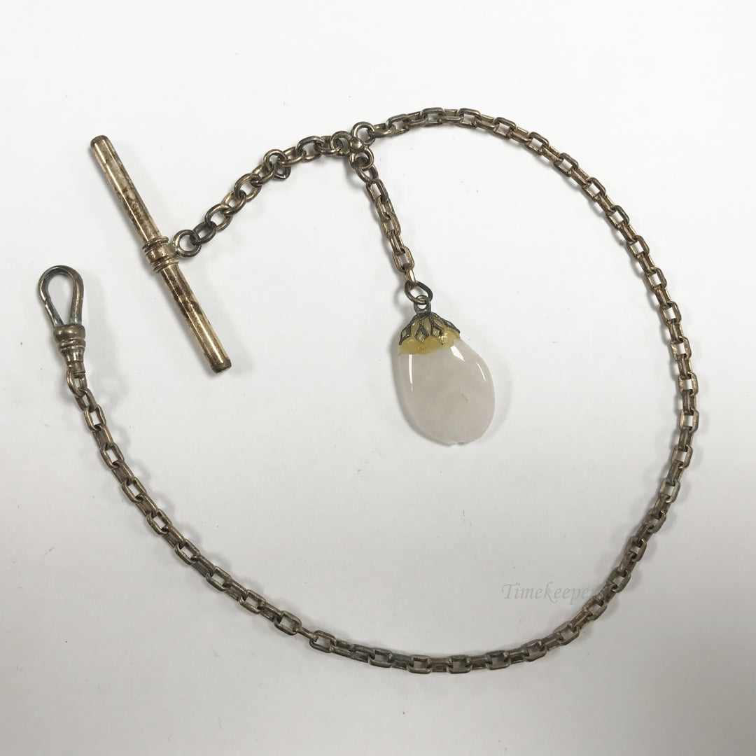 e574 Antique Gold Filled Vest Pocket Watch Link Chain Spring Clasp & Pendant