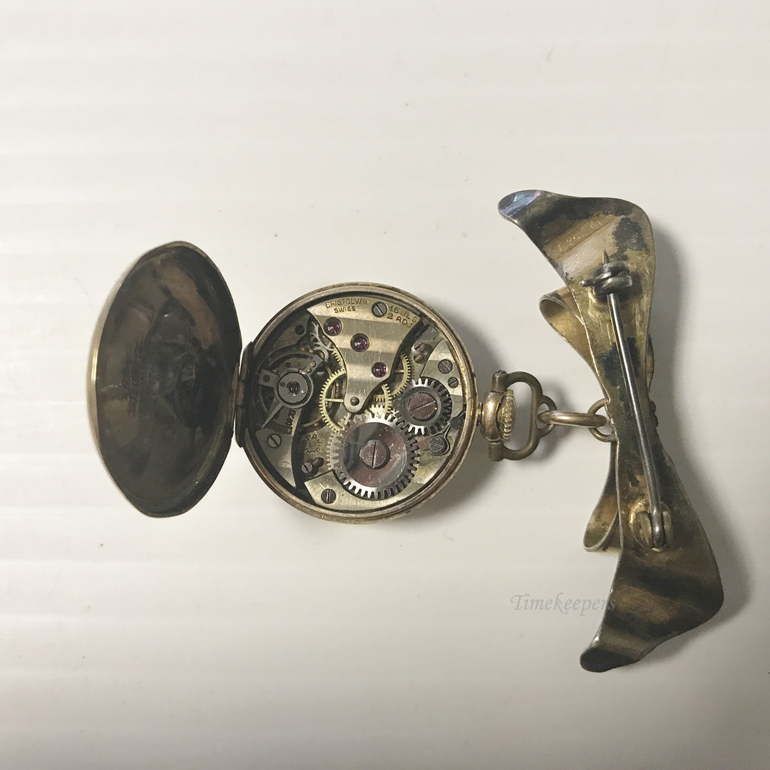 e603 Vintage Gold Tone Bristol Swiss Lapel Brooch Watch 15J
