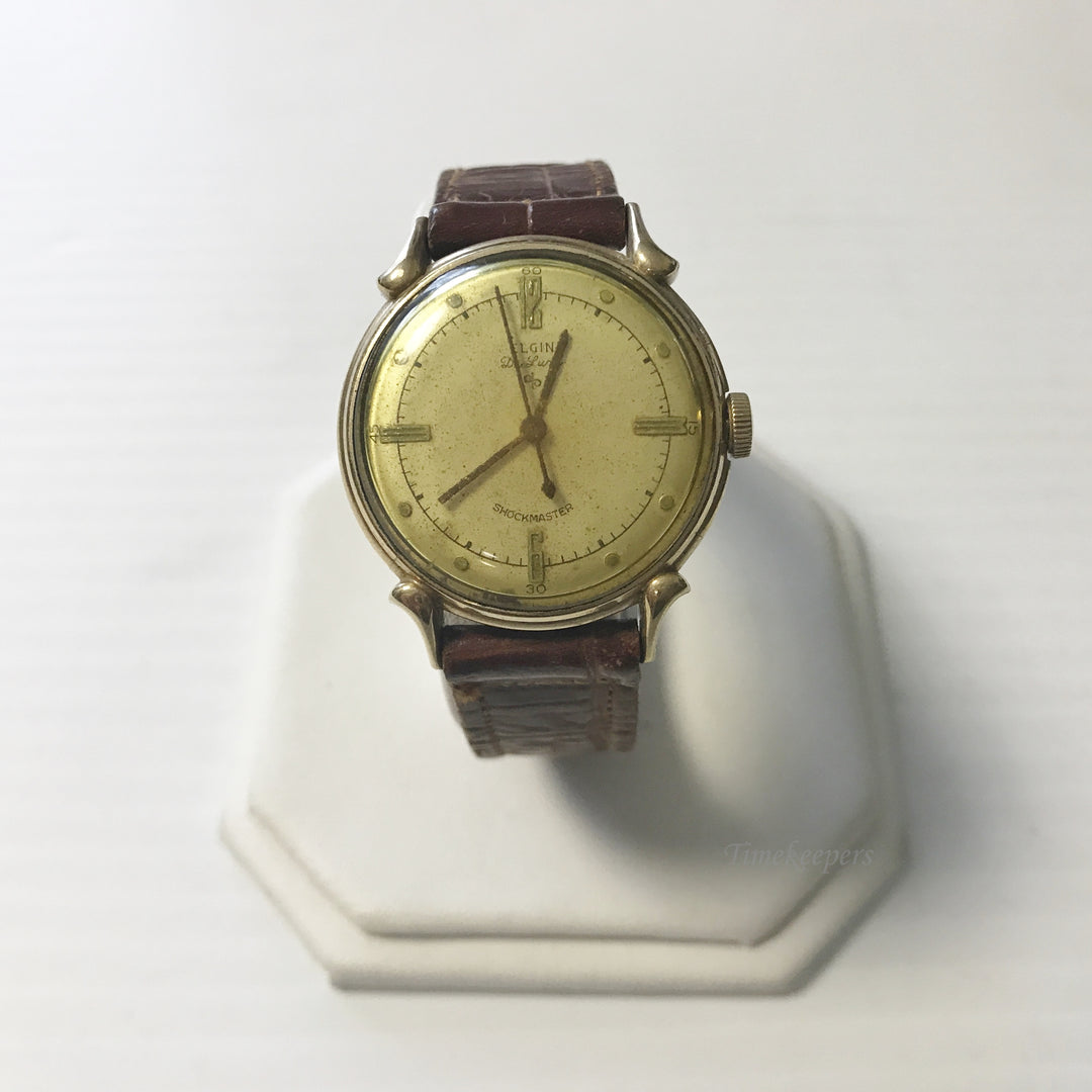 e625 Vintage Authentic Elgin De Luxe 10K GF Mechanical Men's Wrist Watch