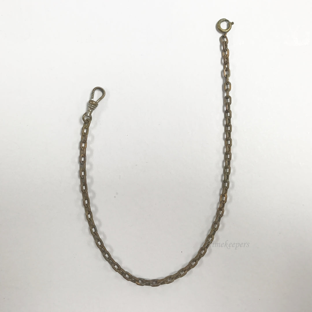 e690 Antique Vintage Gold Filled Vest Pocket Watch Chain Gold Tone 12"